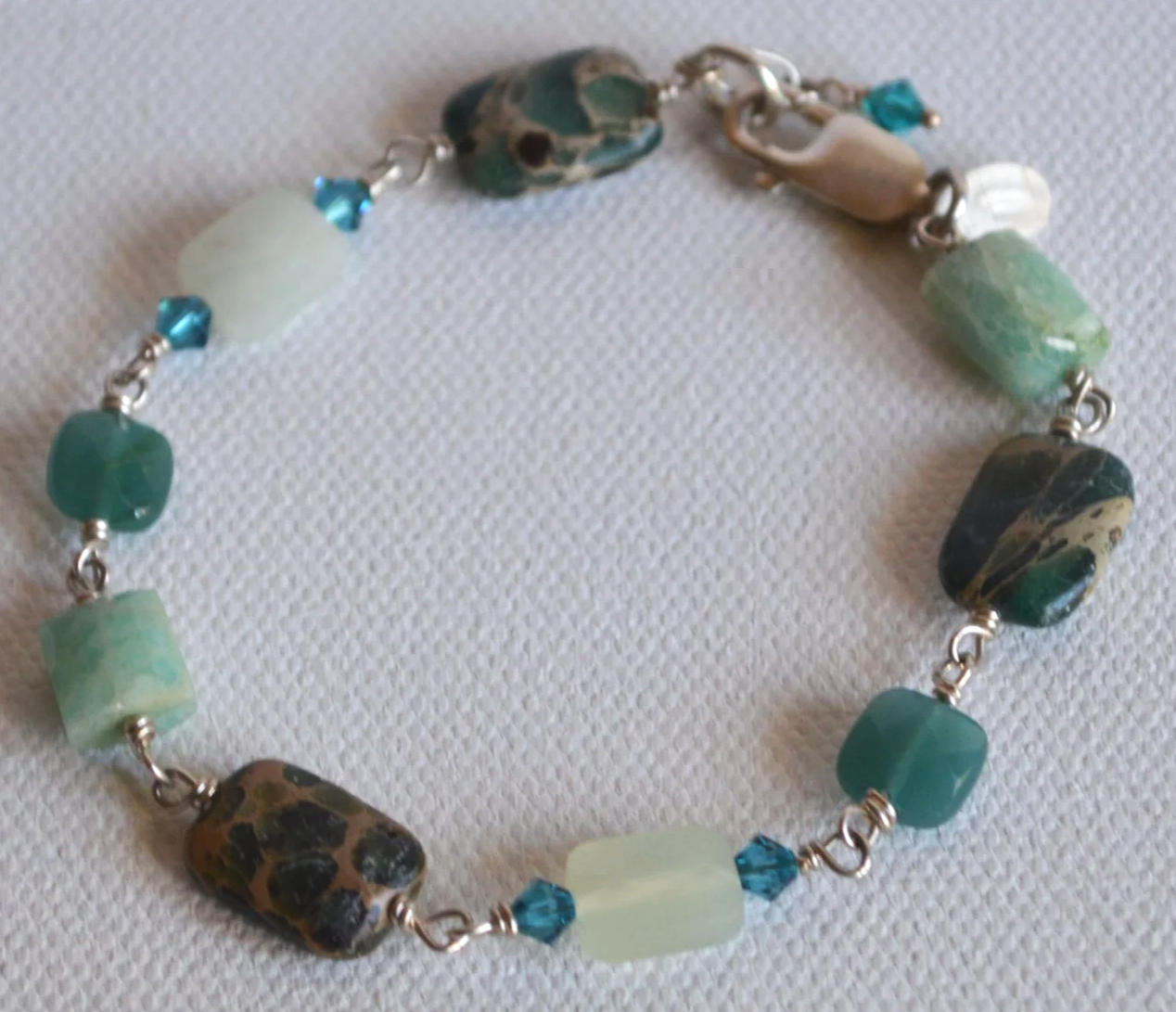 Semi-Precious Teal and Seafoam Bracelet