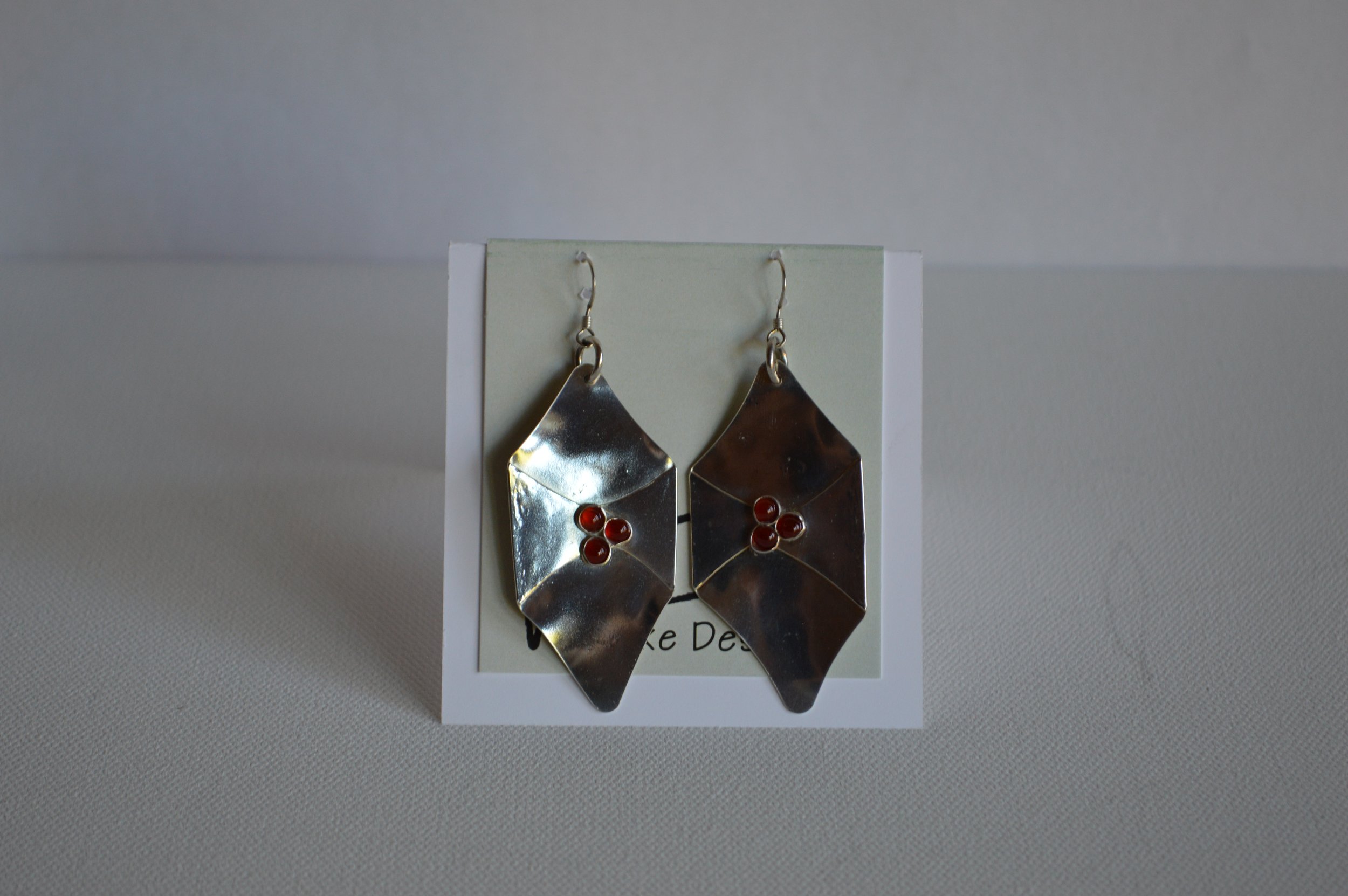 Origami folded earrings with set stones