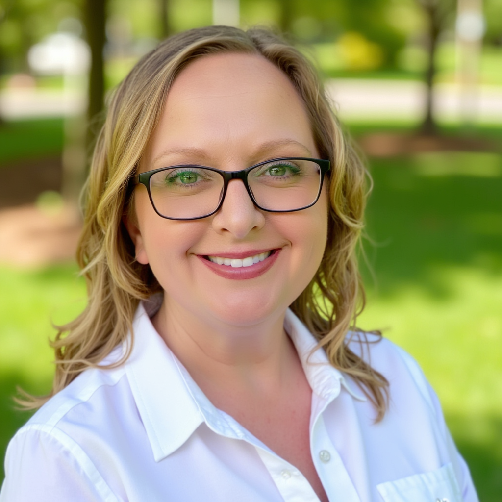 woman smiling in white shirt