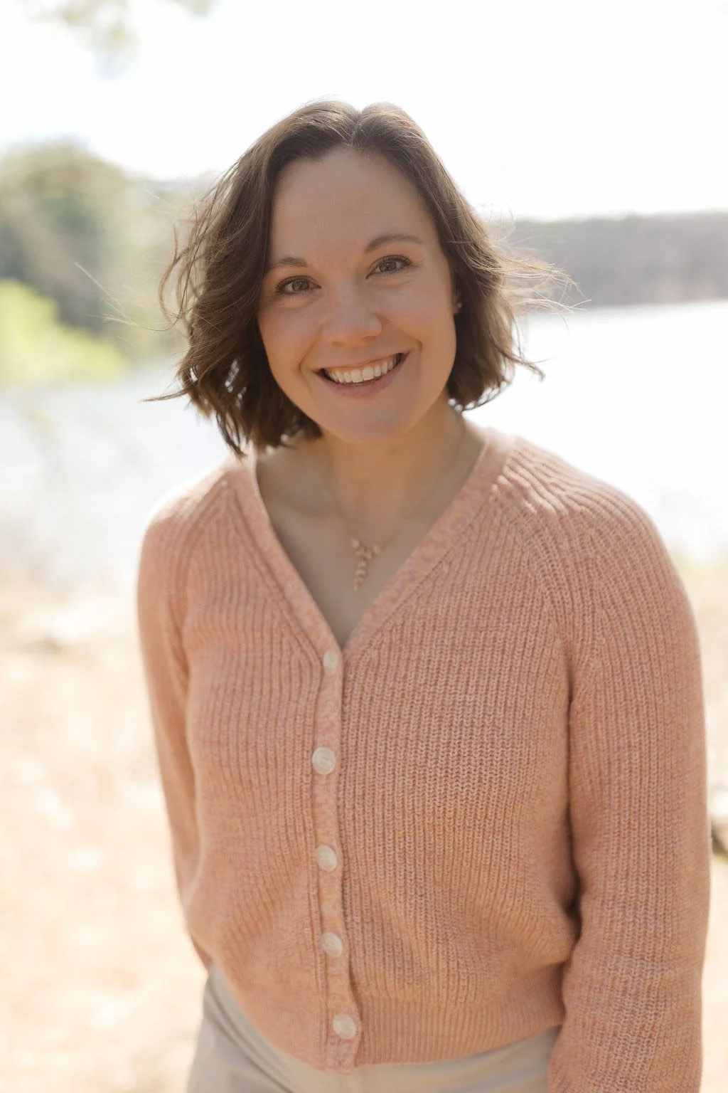 Woman in a Salmon Shirt