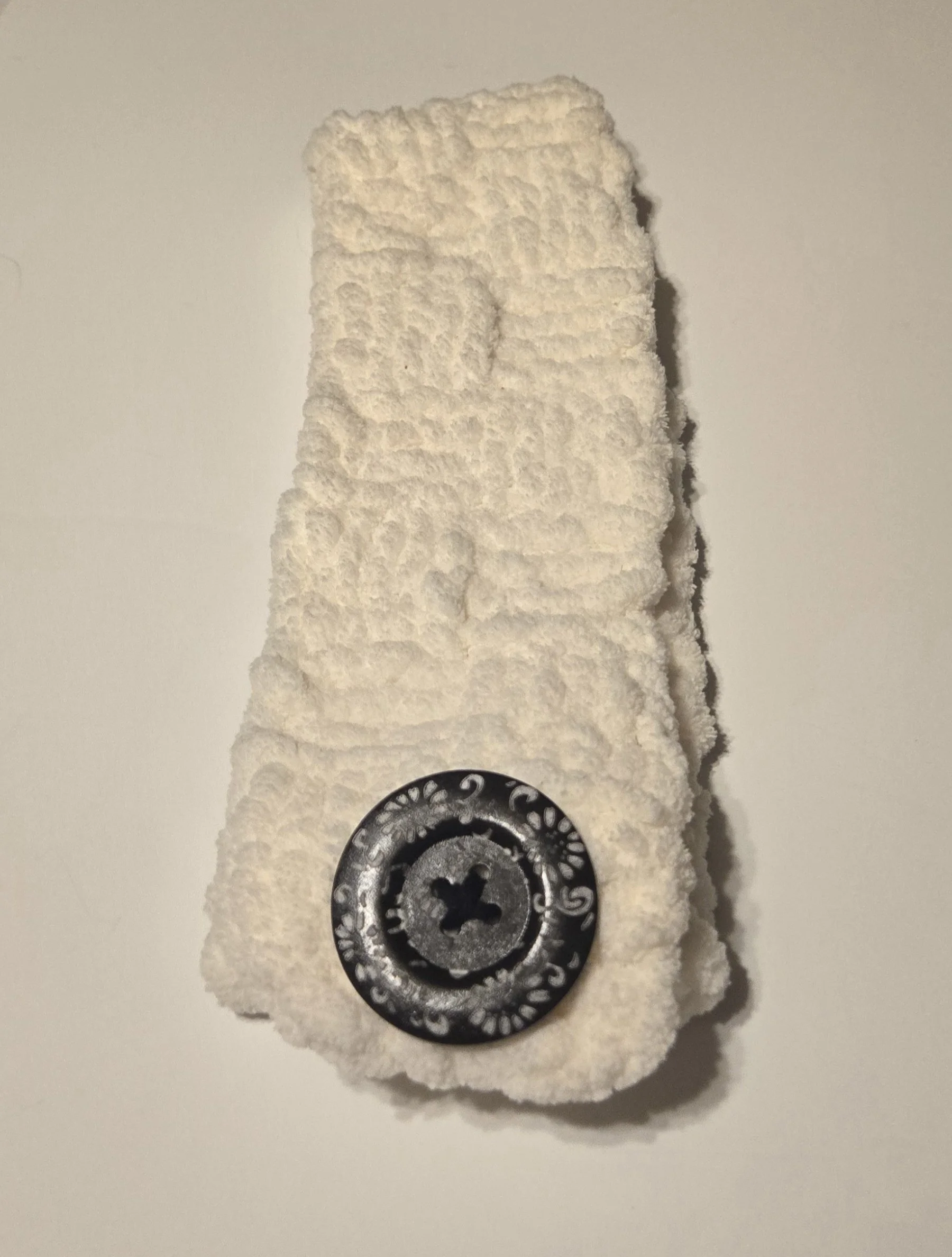 28 inch Cream/Black Button Infinity Scarf