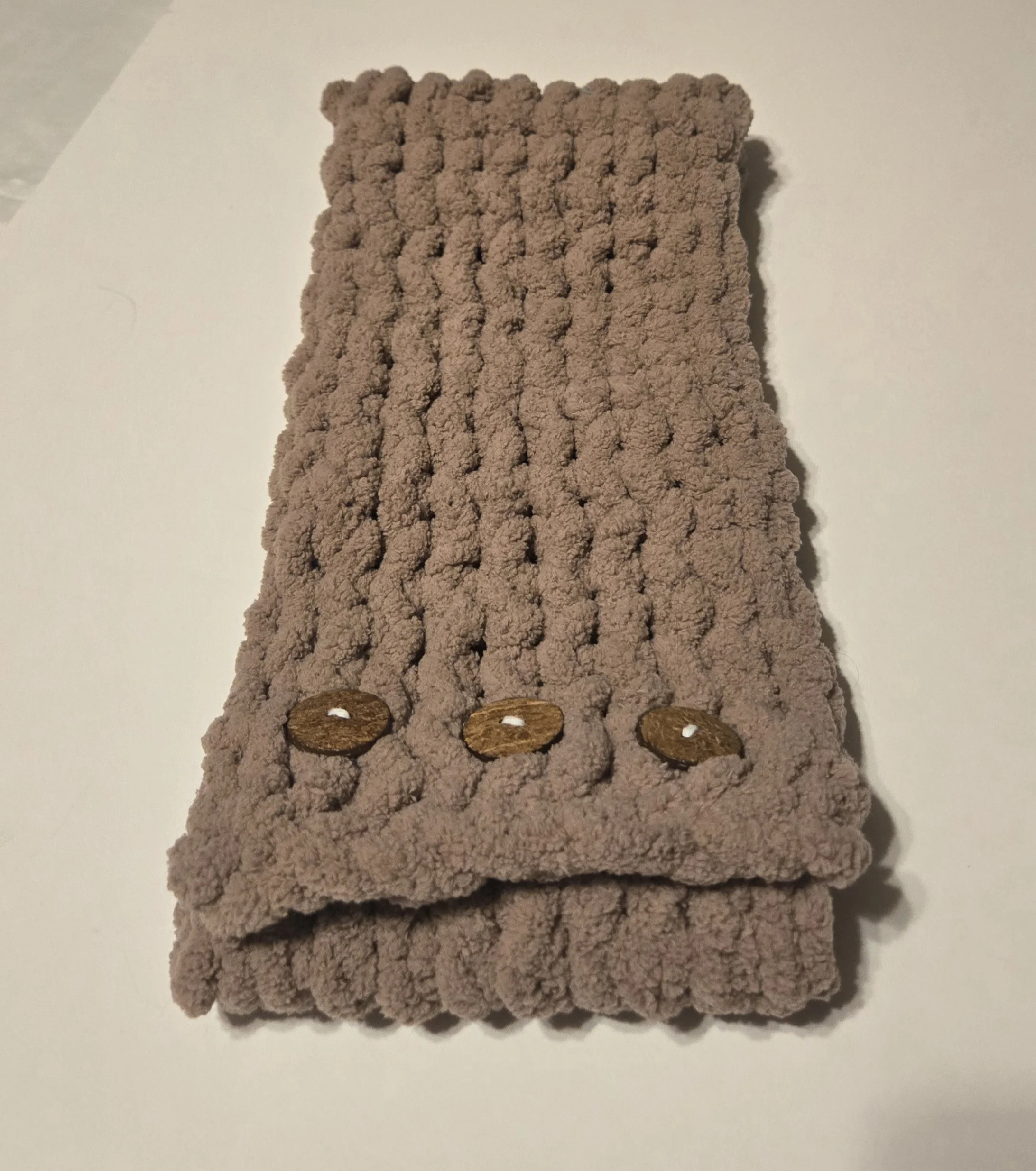 30 inch Brown/Buttons Infinity Scarf