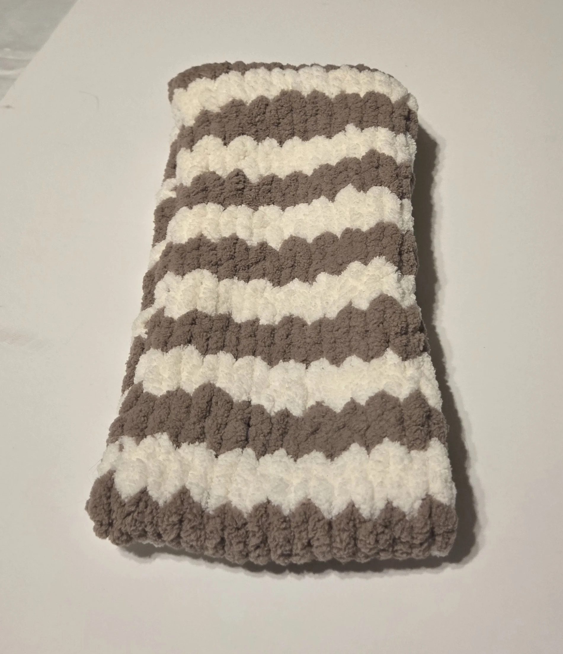 26 inch Cream/Brown Striped Infinity Scarf