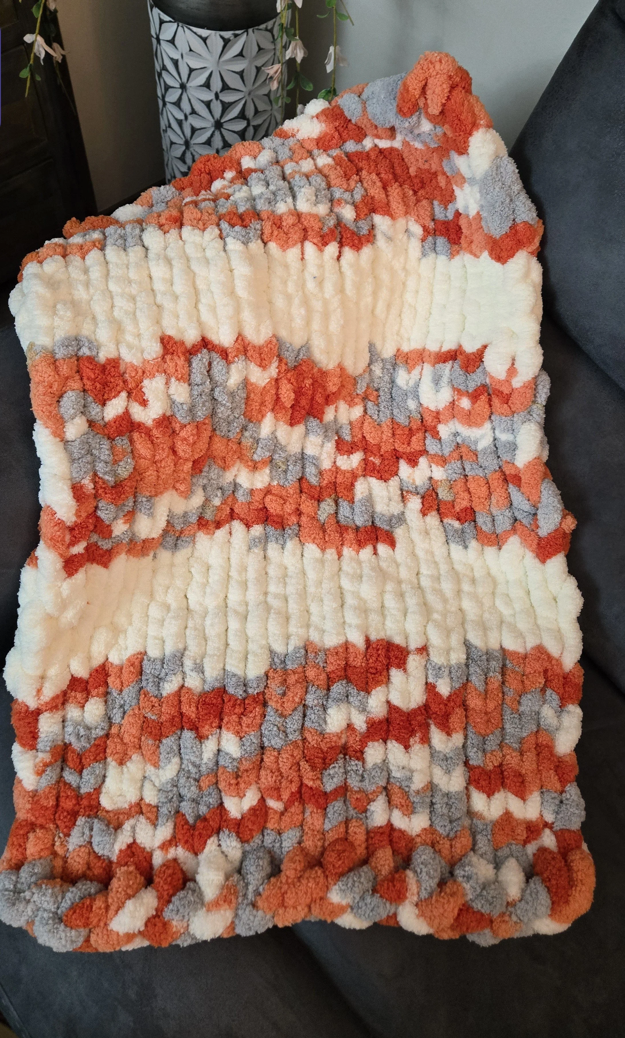 Crate Blanket 18x24 Orange Variegated/White