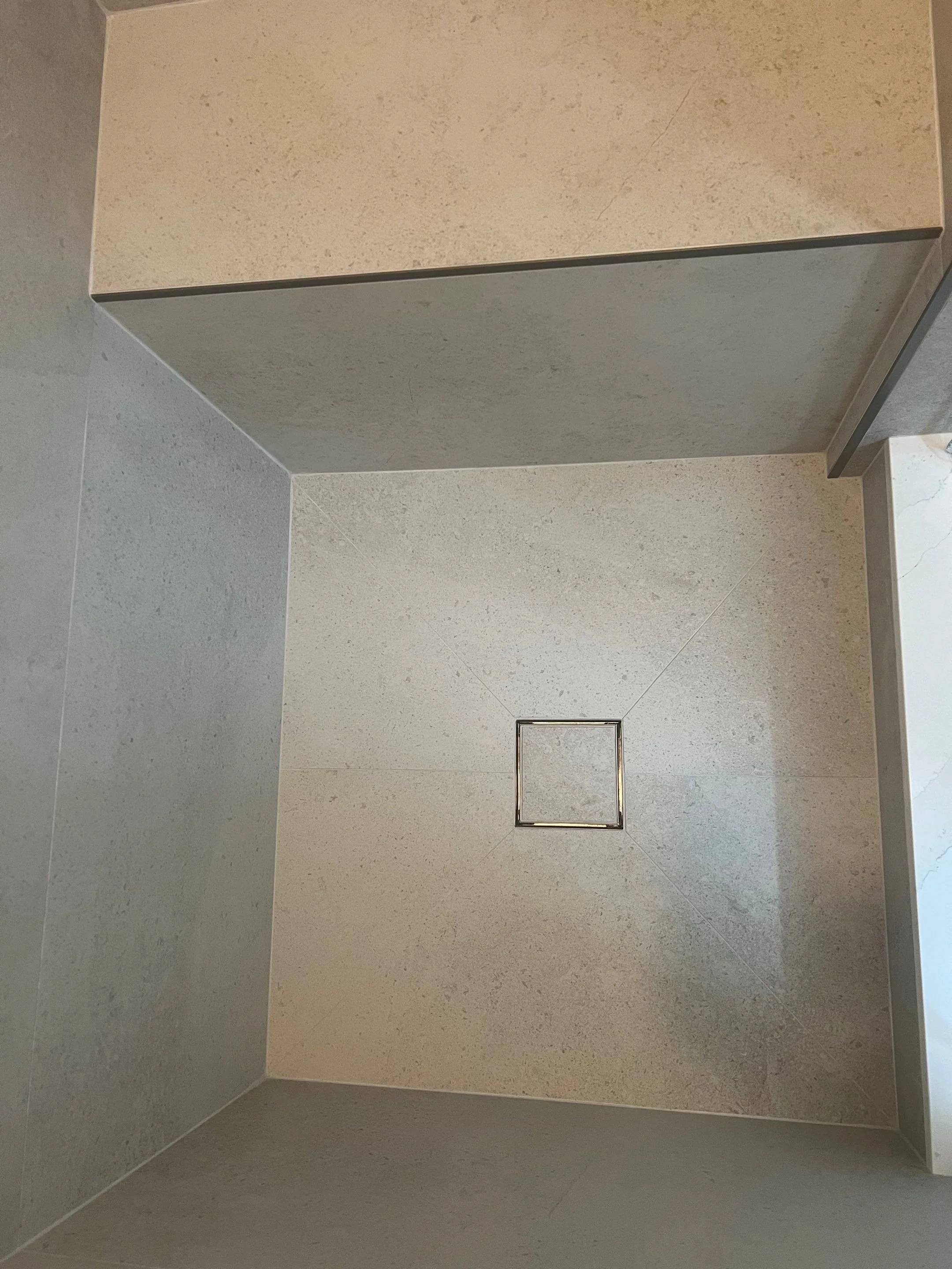 shower after renovation with stone-look porcelain time in large format with two recessed shower niches and one bench, new frameless glass door
Interior Designer - Chicago
interior design chicago
kitchen designer chicago
bathroom designer chicago