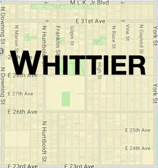 Map Boundaries of Whittier Neighborhood in zip code 80205