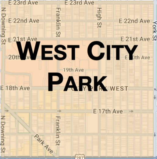 Map Boundaries of West City Park Neighborhood in zip code 80205