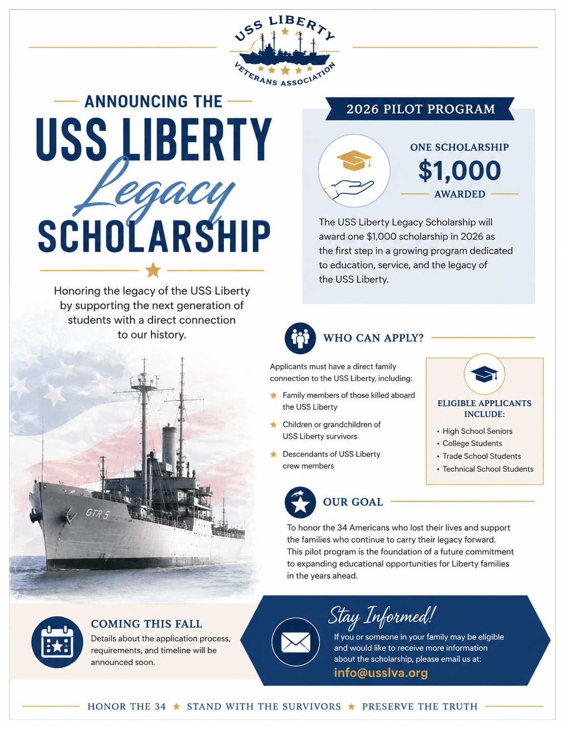 Apply now for the 2026 USS LVA Scholarship