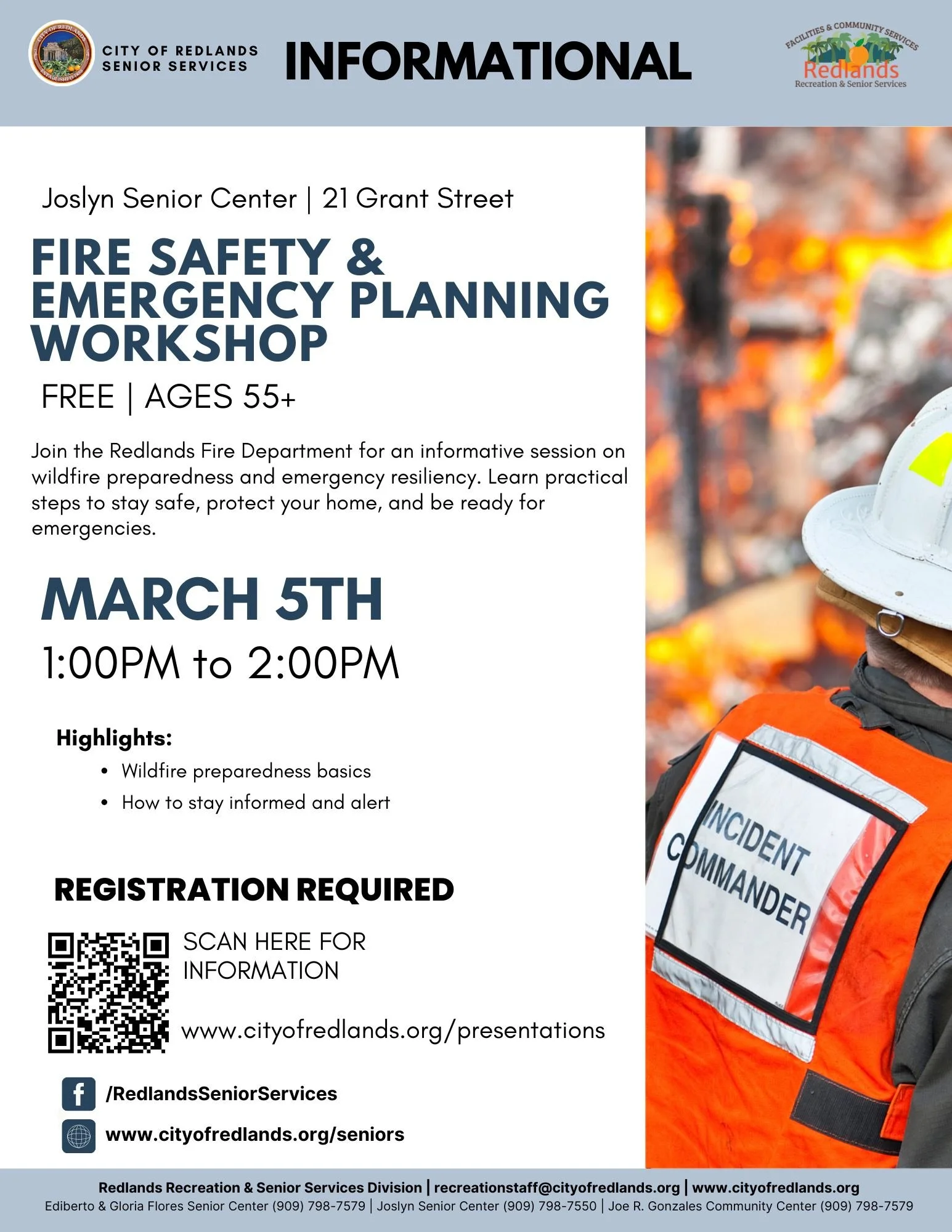 55+ FIRE SAFETY &amp; EMERGENCY PLANNING WORKSHOP