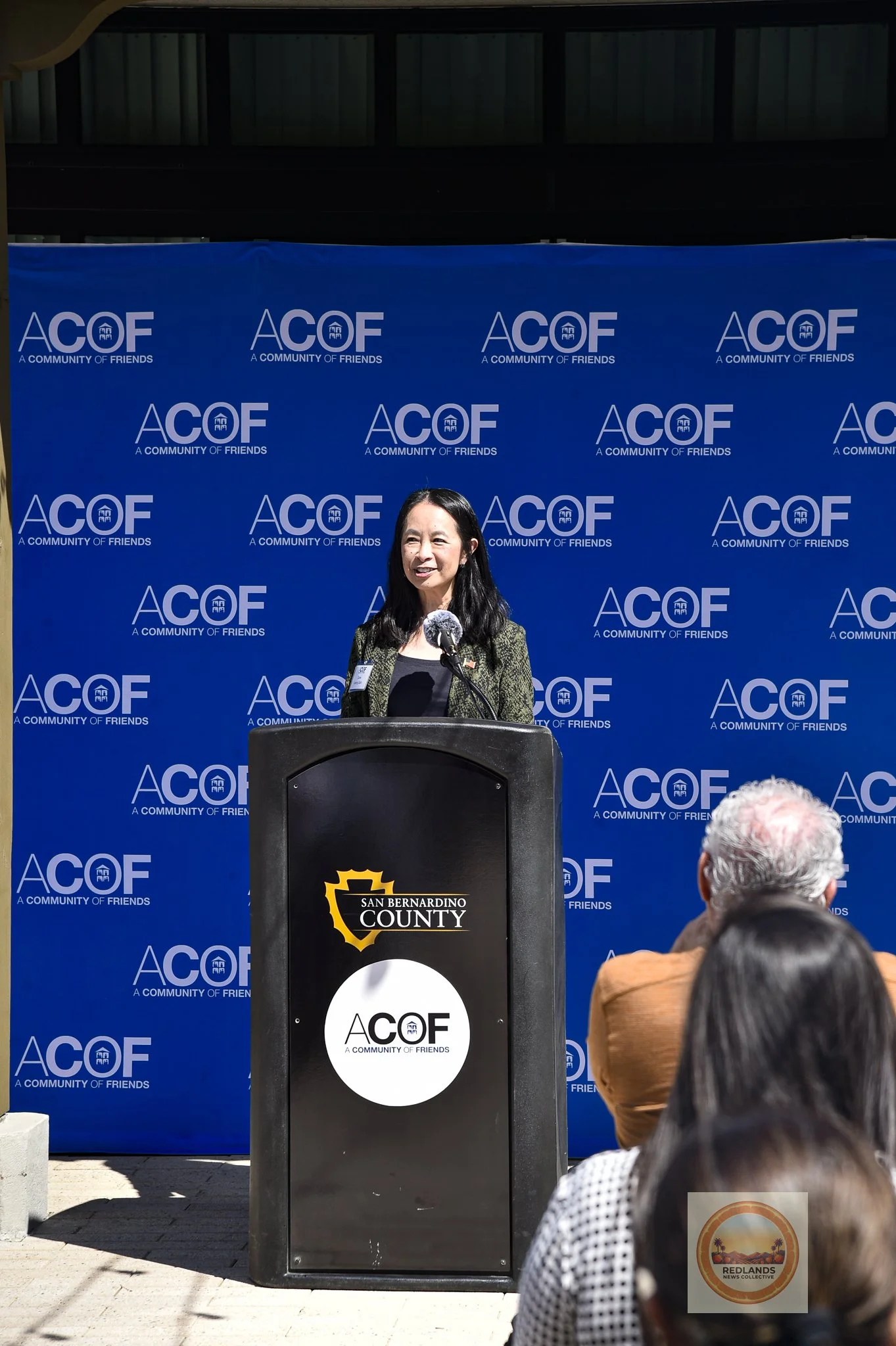  President and CEO of A Community of Friends, Dora Leong Gallo speaks at ACOF Liberty Lane Ribbon Cutting on April 1, 2026 (Brian Spears, Redlands News Collective) 