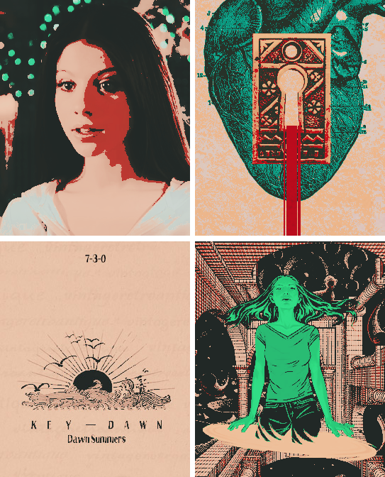  Title:  Key Dawn 
 Media:  Photoshop 
 Notes:  Personal piece. Quadriptych themed around Dawn Summers from  Buffy the Vampire Slayer .