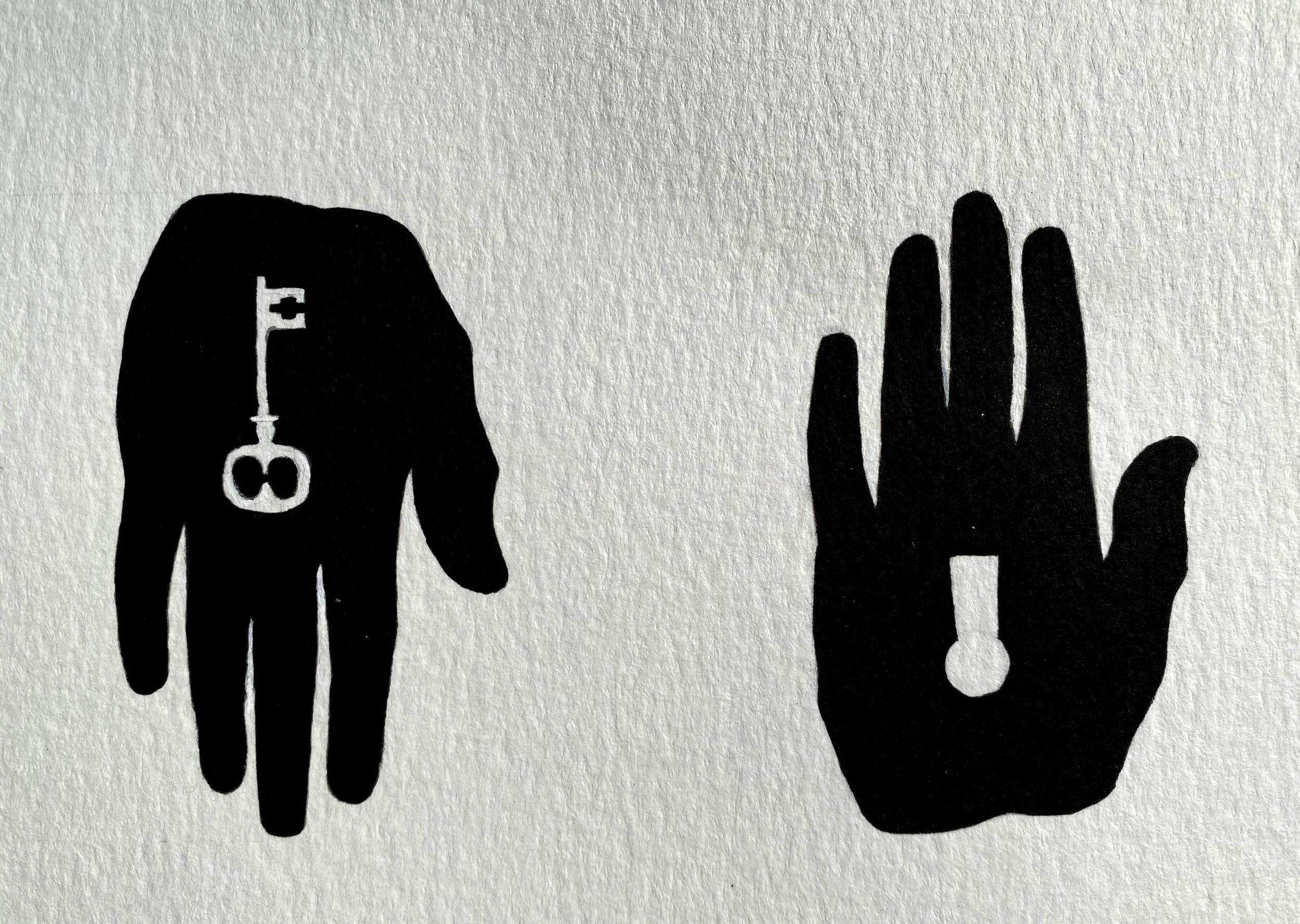  Title:  Lock and Key 
 Media:  Ink and brush 
 Notes:  Personal piece.