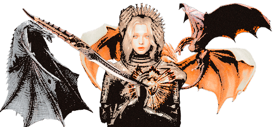 Title:  Unking 1 
 Media:  Photoshop 
 Notes:  Personal piece. Based on Rhaenyra Targaryen from  House of the Dragon , Season 2 Episode 7, when she starts falling into dangerous religious delusion. 