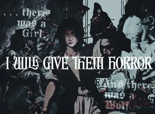  Title:  Wolf Girl 2 
 Media:  Photoshop 
 Notes:  Personal piece. Collage based on original character who’s story consists of ideas of grief, death, revenge, necromancy, and sacrifice.