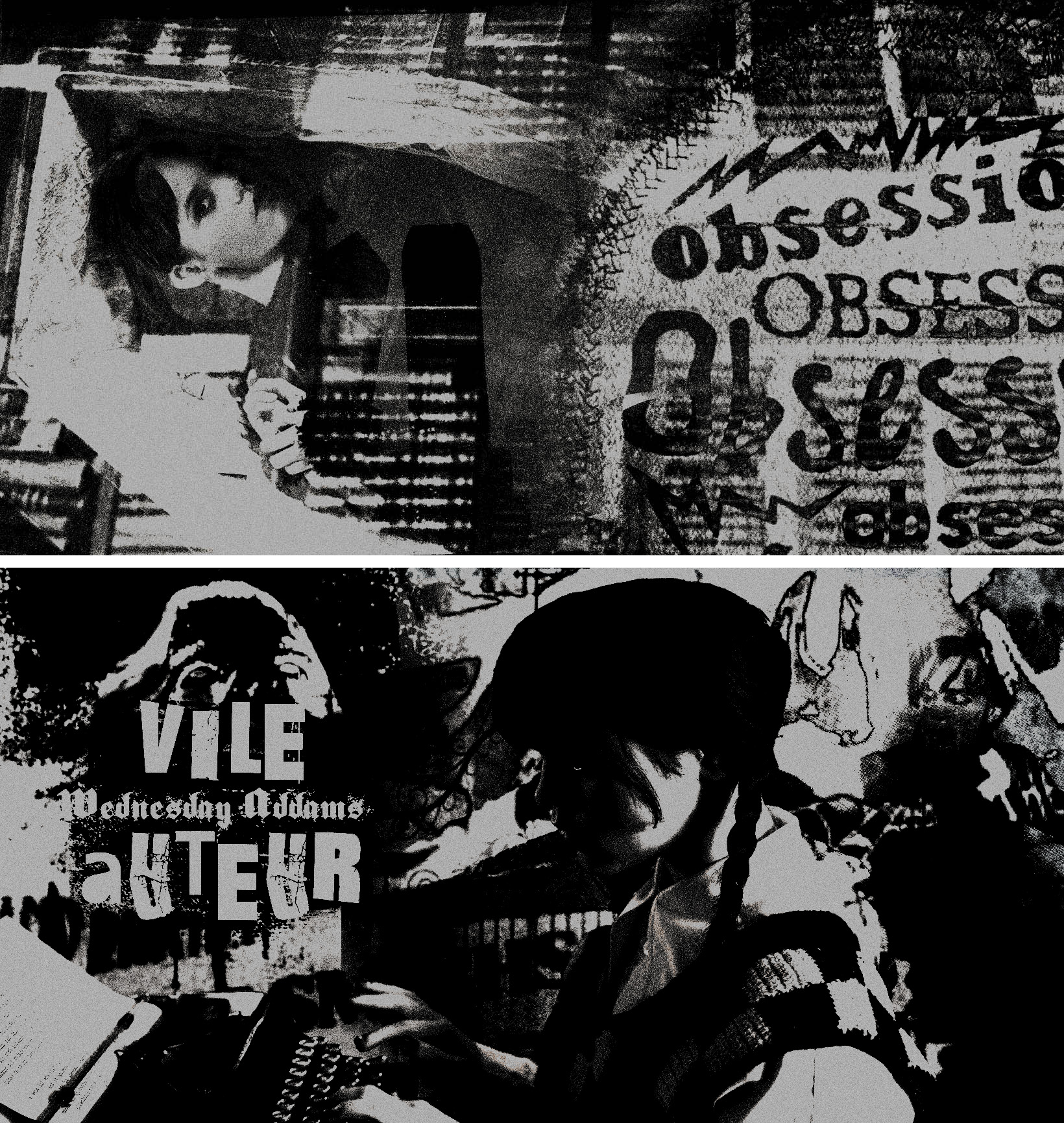  Title:  Vile Auteur  
 Media:  Photoshop 
 Notes:  Personal piece. Based on Wednesday Addams of  The Addams Family / Wednesday .