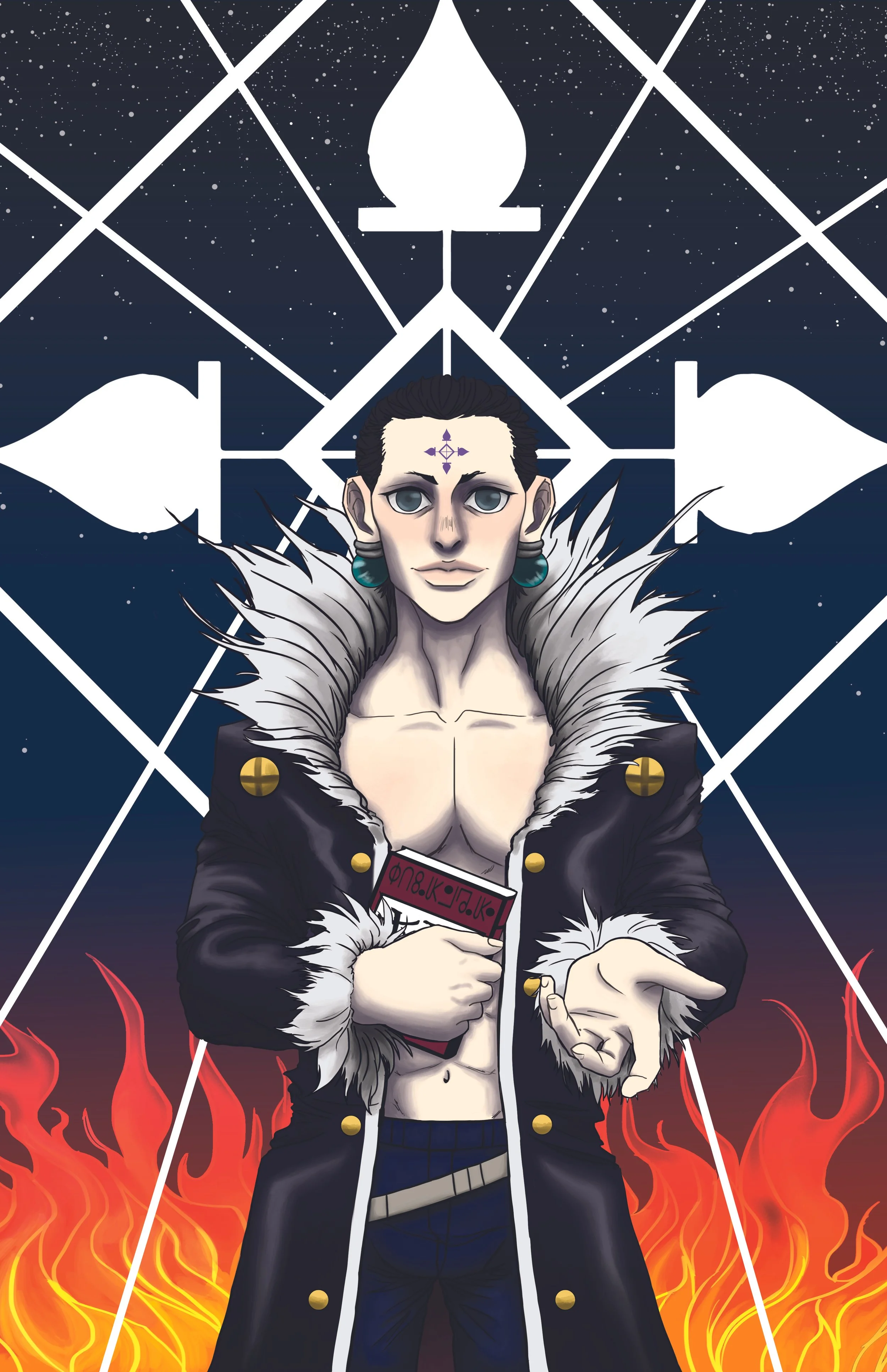  Title:  Chrollo 
 Media:  Photoshop CS 
 Notes:  Poster. Chrollo from  Hunter x Hunter .