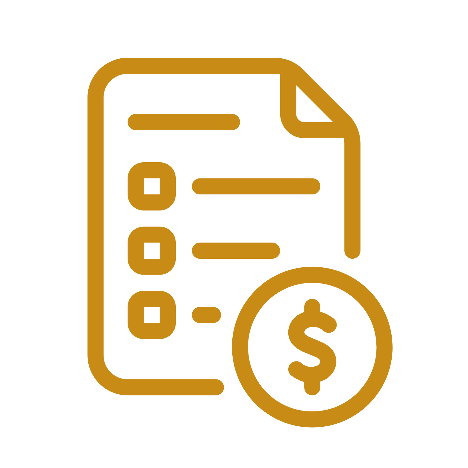 Outline of a financial document with a dollar sign and a coin