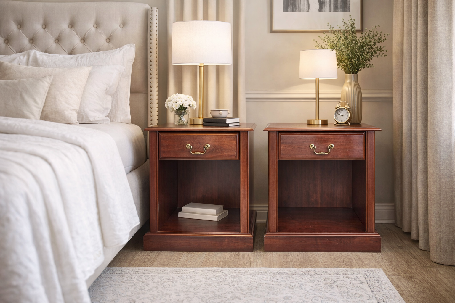 Sauder - Pair of Solid Wood Nightstands