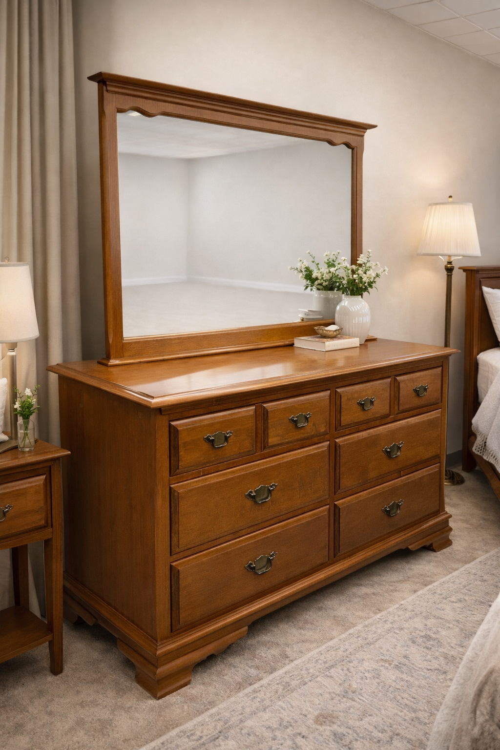 Vilas -  Solid Wood 6-Drawer Dresser with Mirror