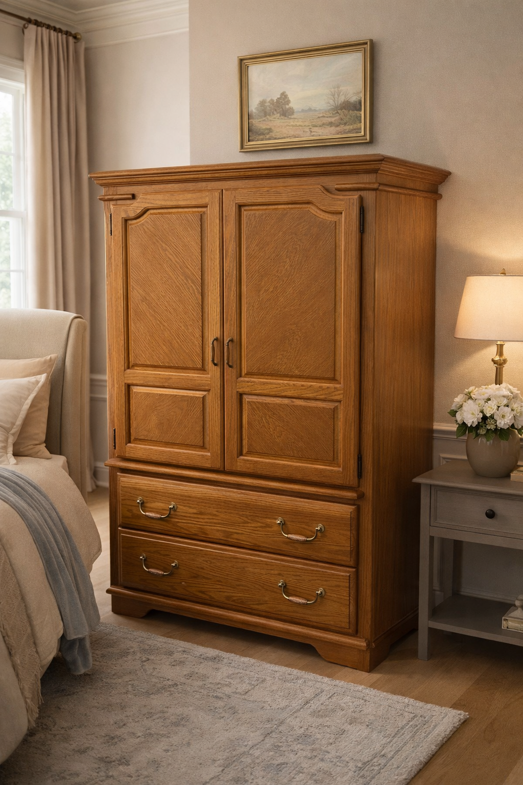 American Drew - Solid Oak Armoire / Media Cabinet