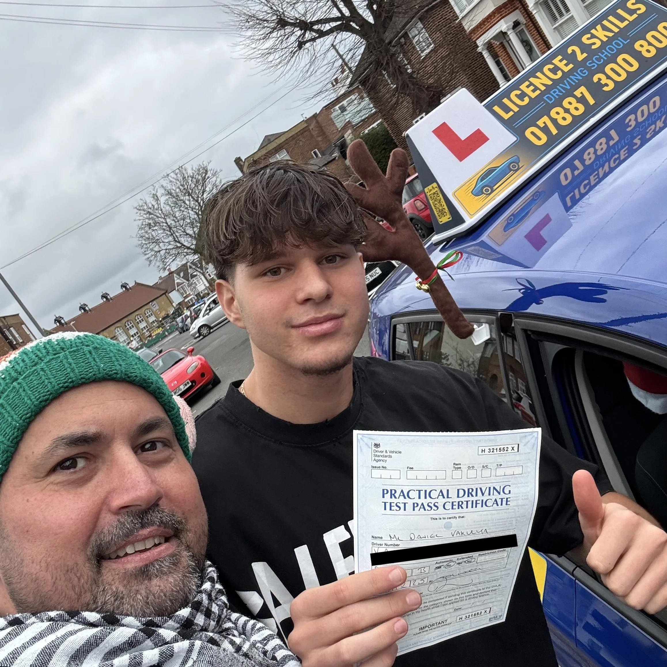 Dani passed his driving test on his first attempt at Tolworth Test Centre