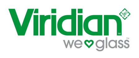 Viridian Glass logo in green and gray with a small diamond-shaped icon