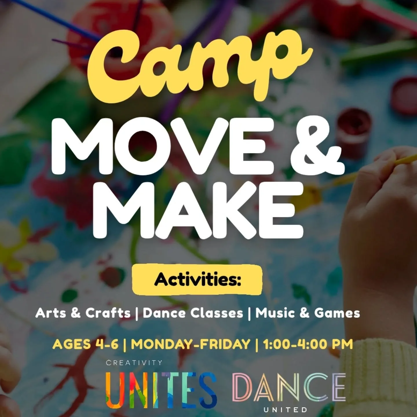 Registration is now open for our summer programming for our youngest creators: Camp Move &amp; Make!

Big imaginations start with small steps. At Camp Move &amp; Make, we&rsquo;ve partnered with Dance United to create a magical summer experience wher