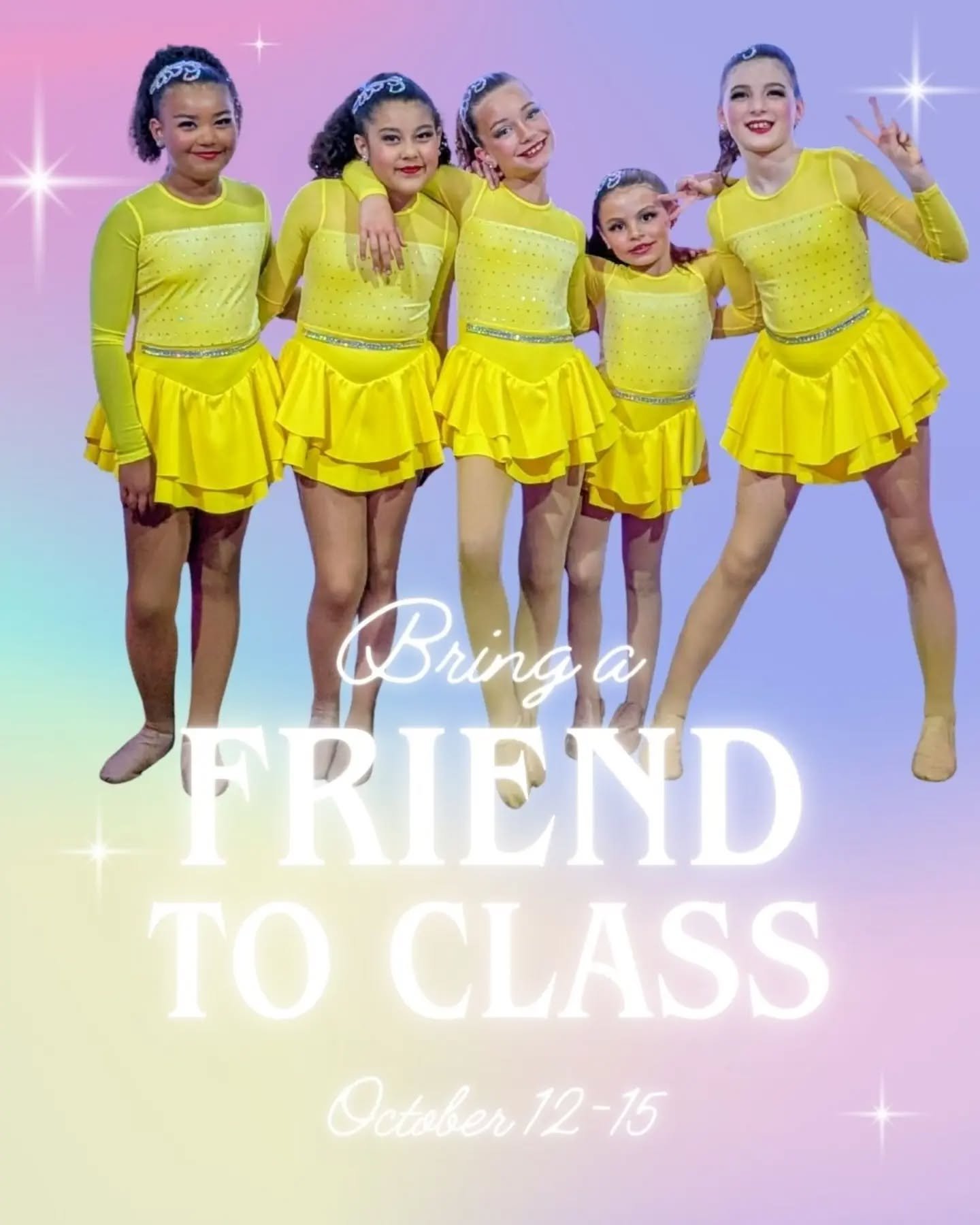 It's Bring a Friend Week - Try out a class with your bestie this week at Dance United!

Friends should be the same age (we have a Bring a Very Important Adult week in the spring), wear clothes they can move in and socks with grips or dance shoes, and