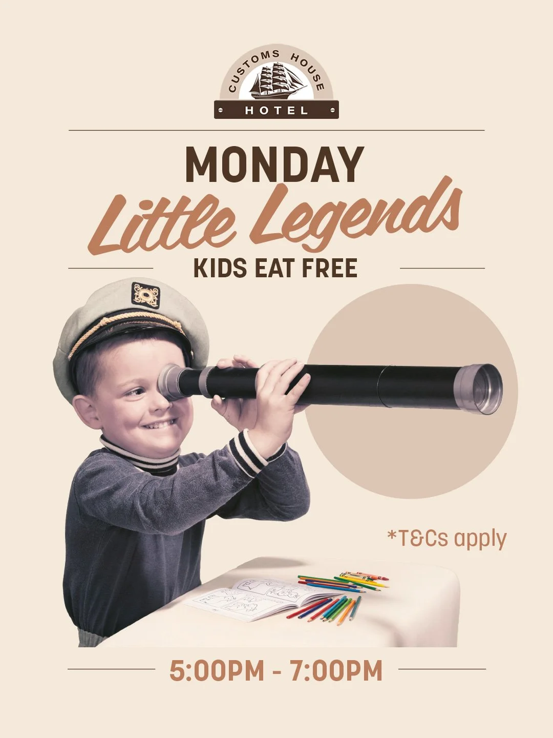 Kid looking through a telescope