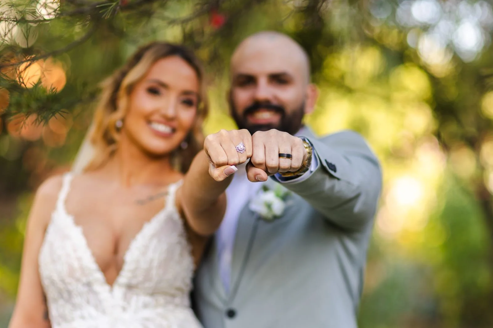 couple showing wedding ring