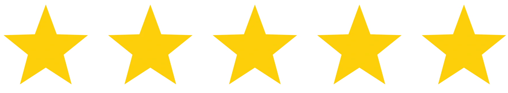 Five yellow gold stars indicating a five-star rating.