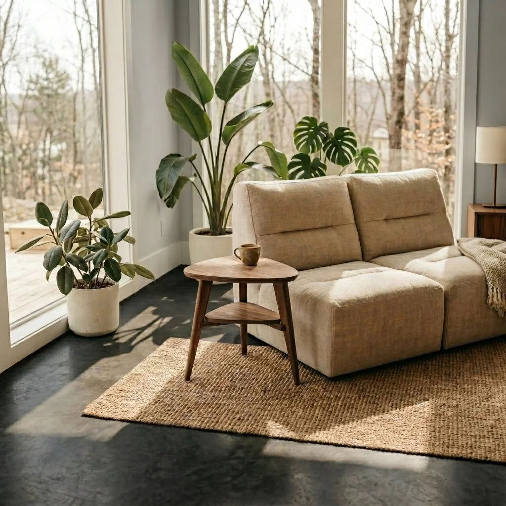 KIN handcrafted solid walnut lounge table by Bev Works.