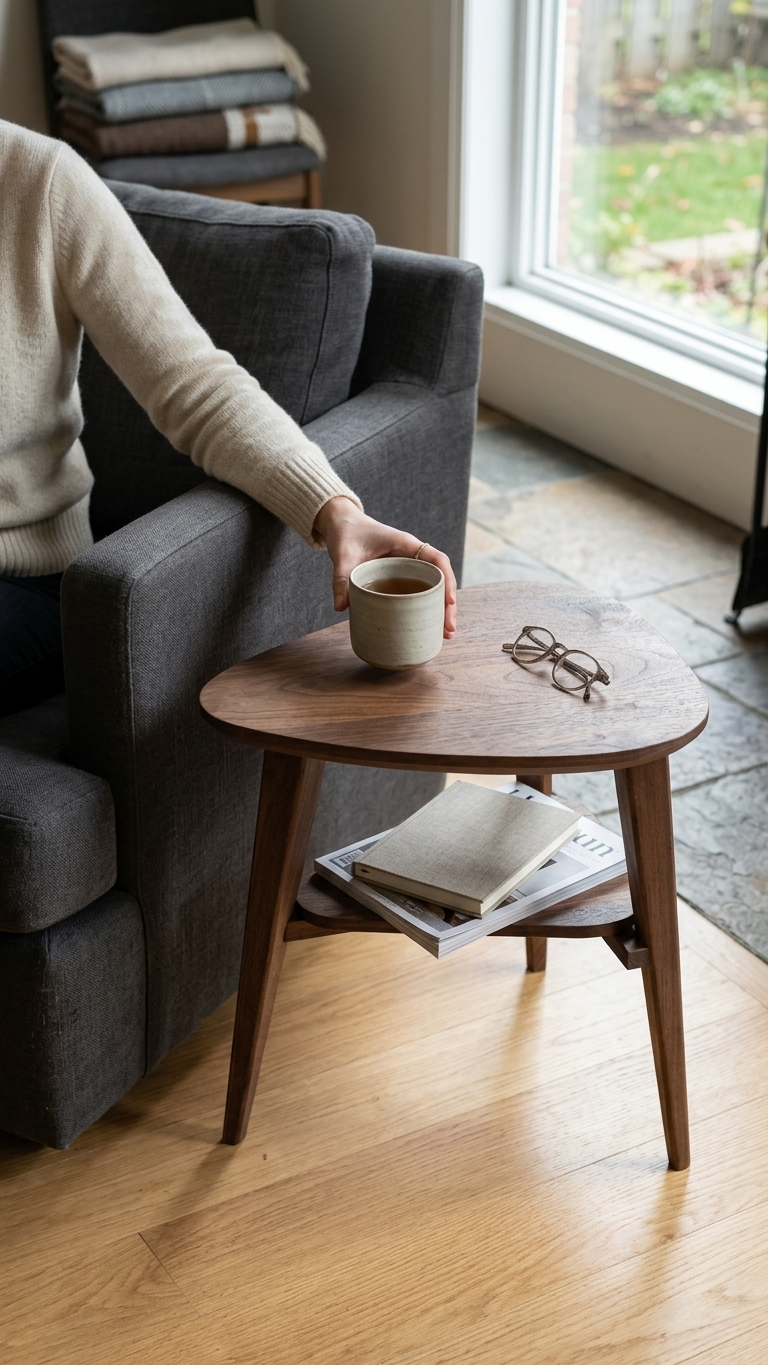 KIN handcrafted solid walnut lounge table by Bev Works.