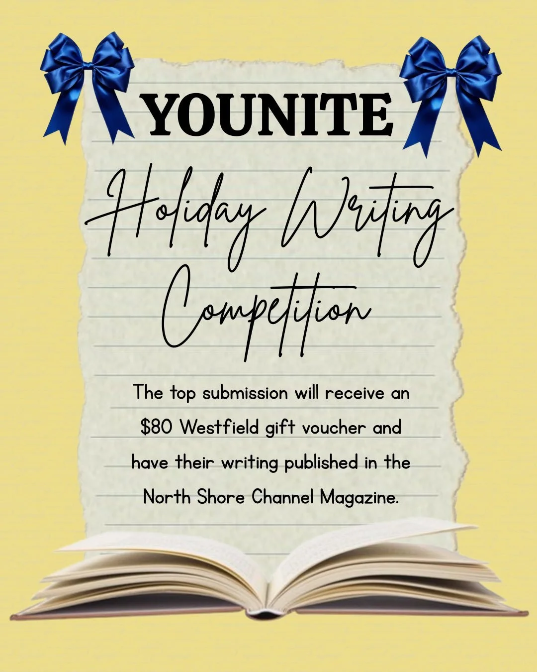 Younite is holding a holiday writing competition! 📝

The theme is &lsquo;The World Through Young Eyes,&rsquo; and we encourage you to share personal stories, observations about the community, and reflections on life today. 👀✨

Your creative writing