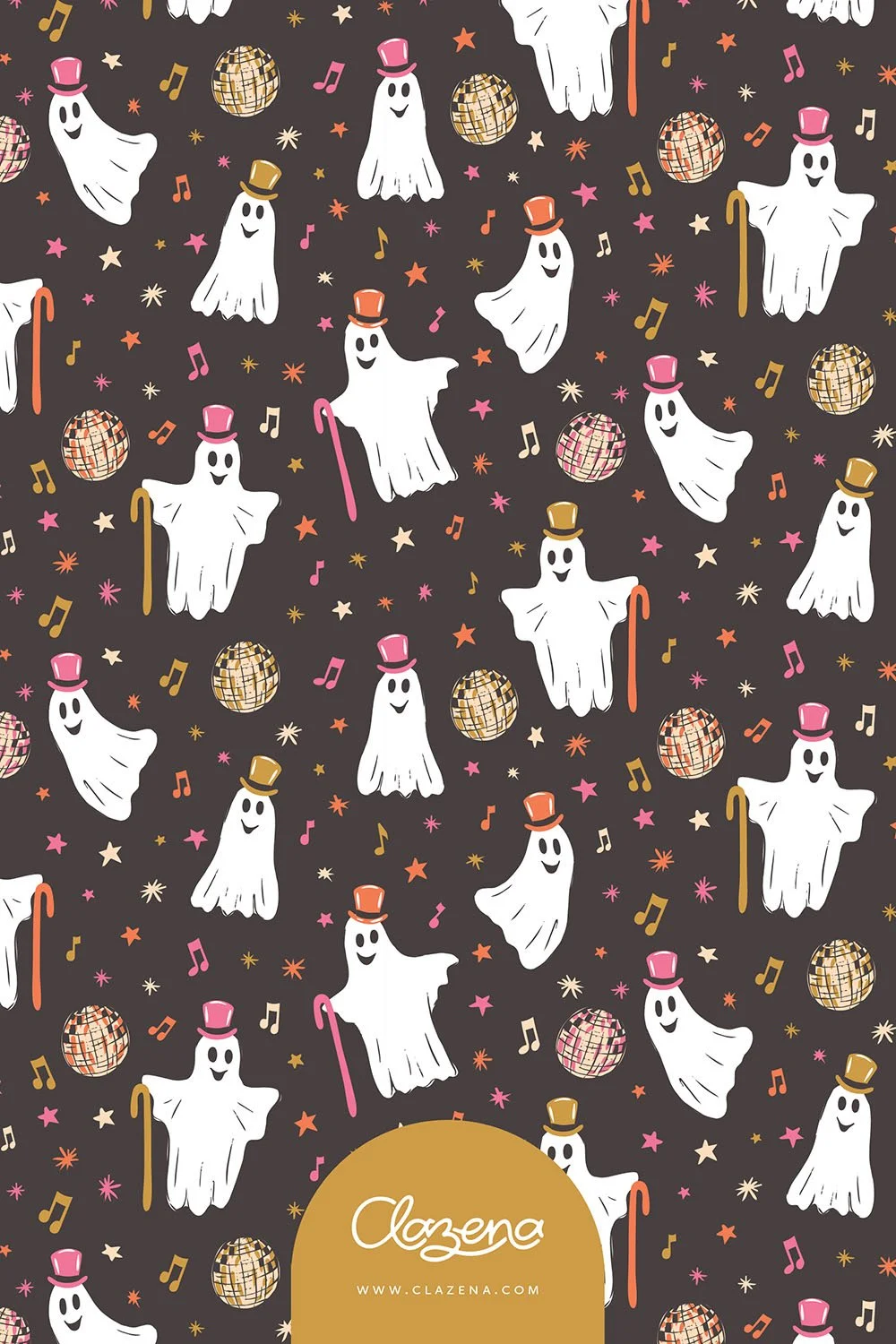 Halloween Disco Ghosts Pattern