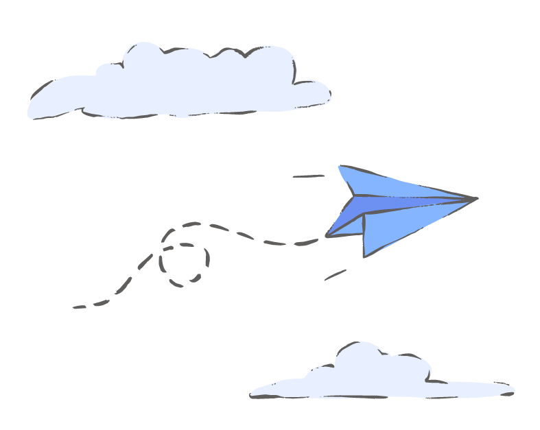 Paper Plane and Clouds Illustration