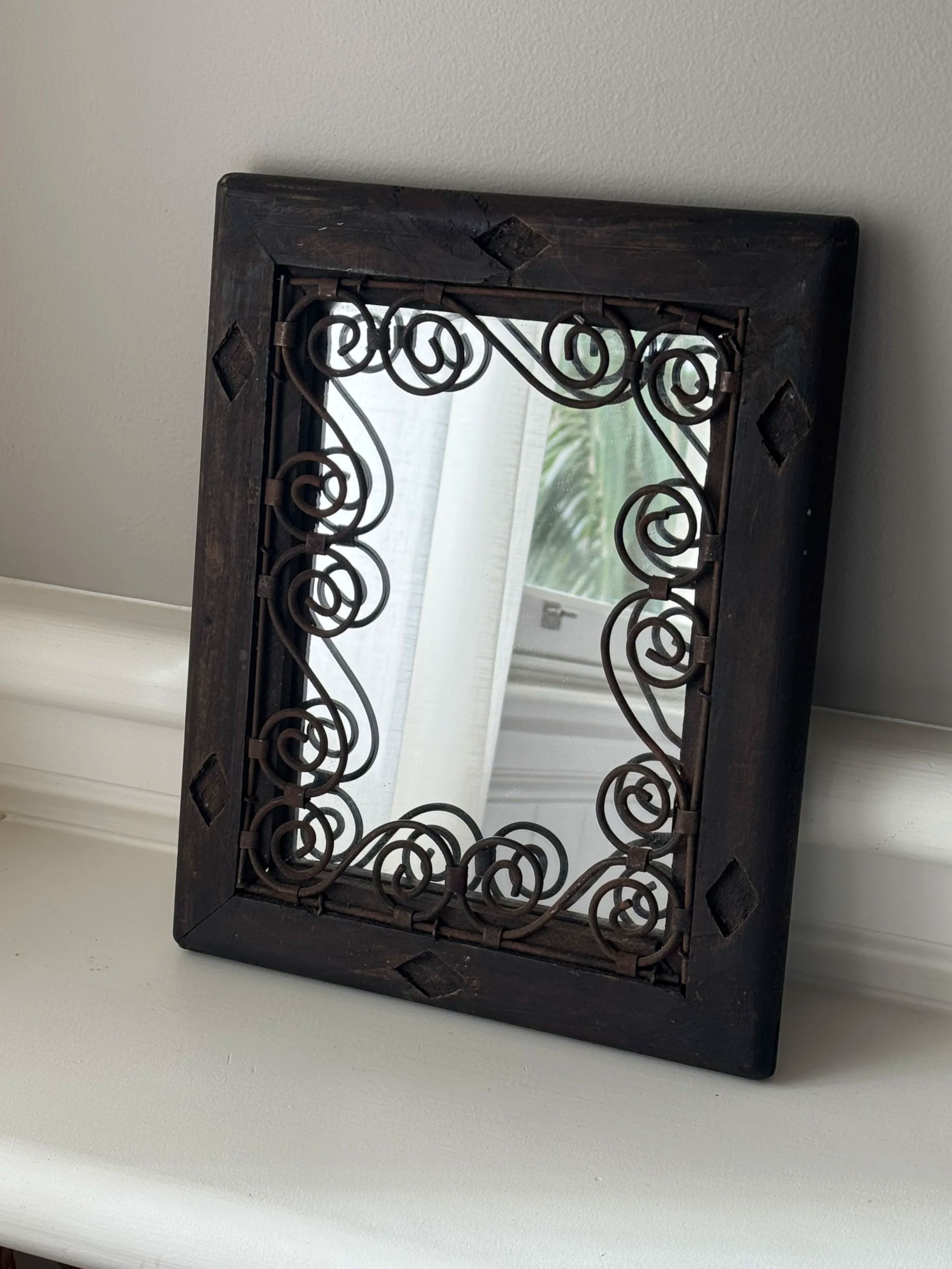 Vintage Wall Mirror with Wrought Iron Detail