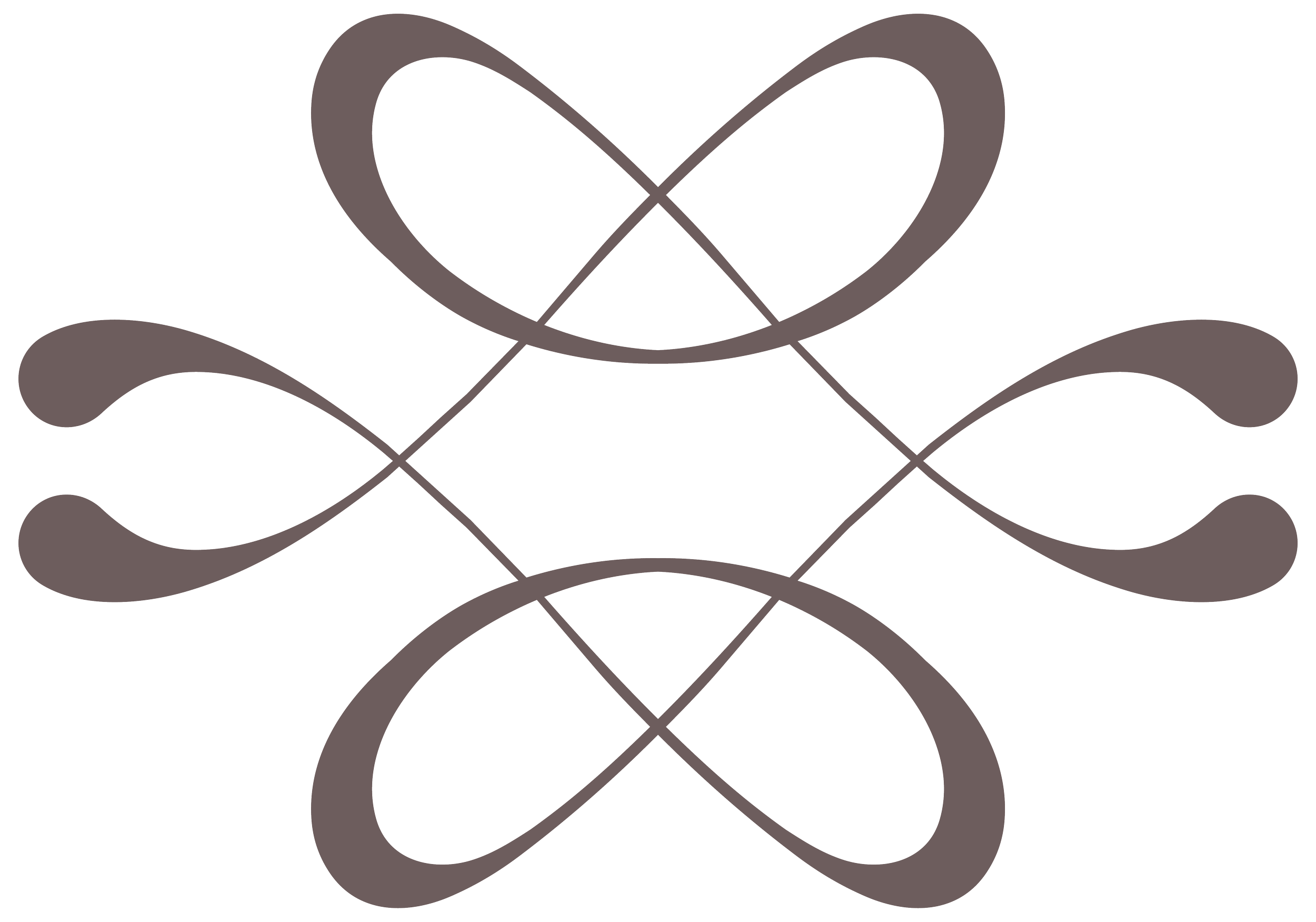 A decorative black and gray geometric design with intertwining lines and shapes.