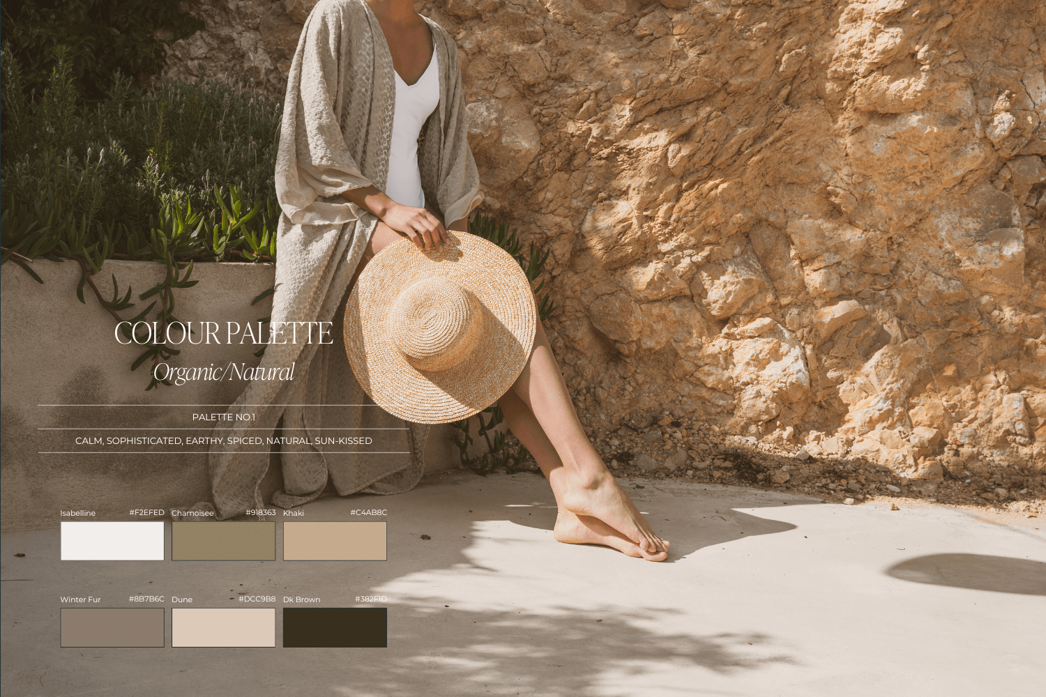 Woman on a rock with branding colours