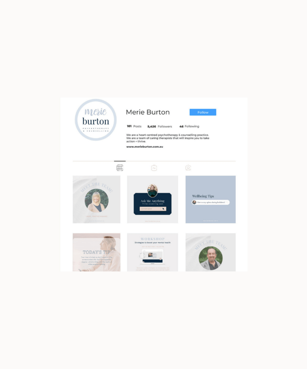 Social Media Mock Up for Merie Burton