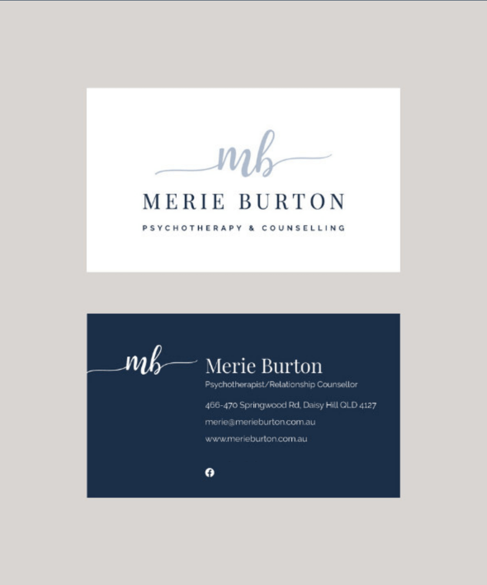 Business Card Mock Up for Merie Burton