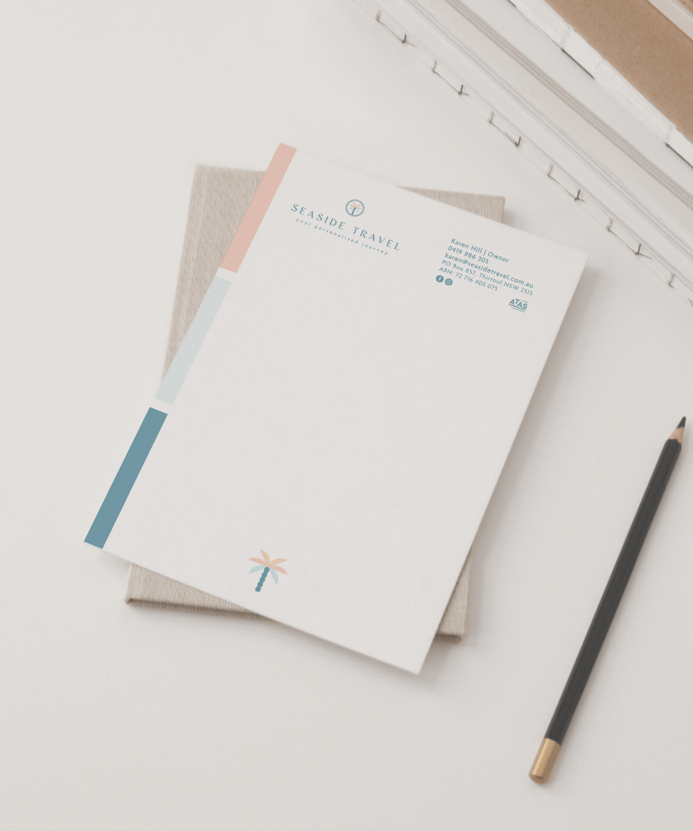 Seaside Travel letterhead mock up image