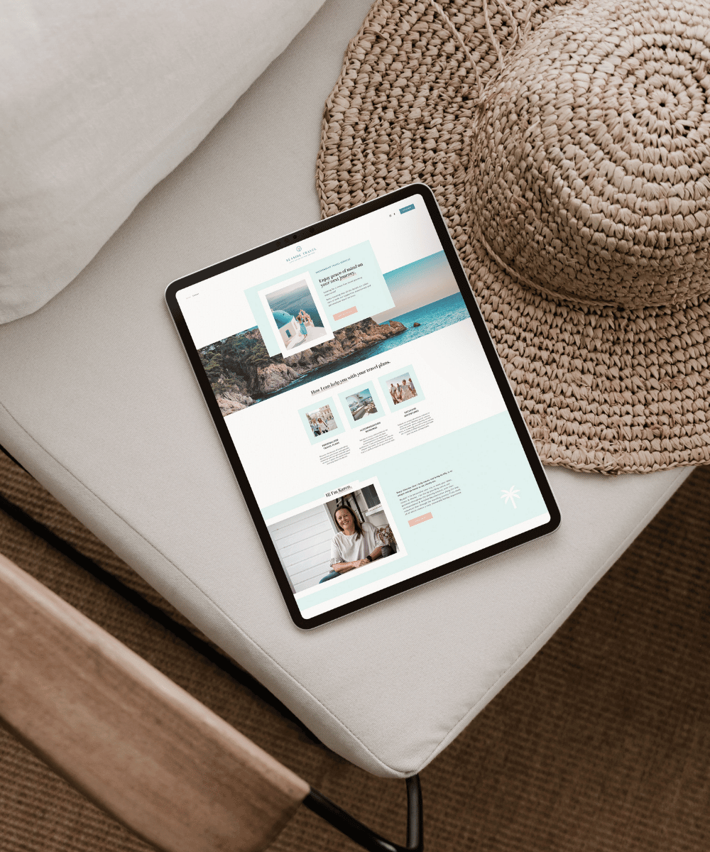 Seaside Travel website ipad mock up page