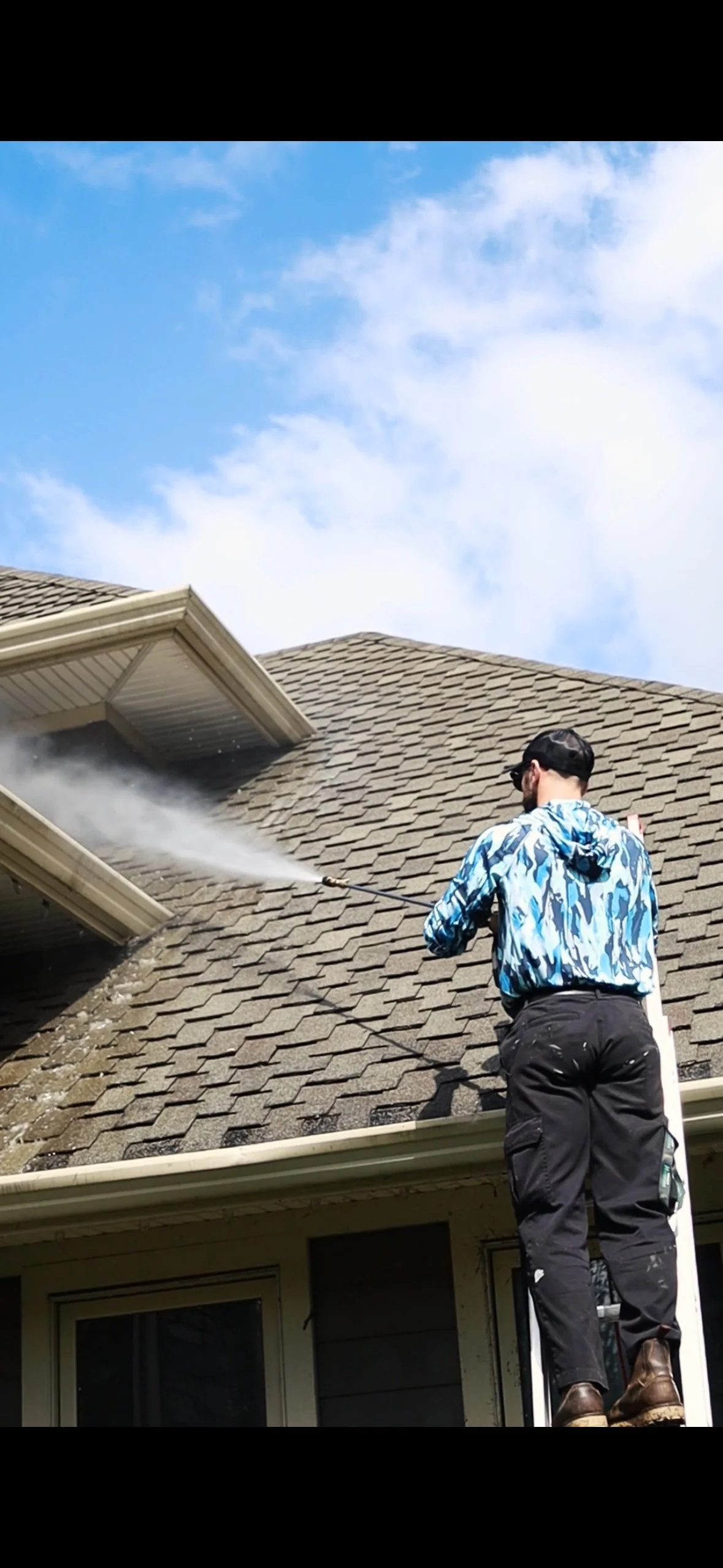 Roof Soft Wash in Progress in Chilliwack BC | Shingle Roof Cleaning by Cascade Softwash