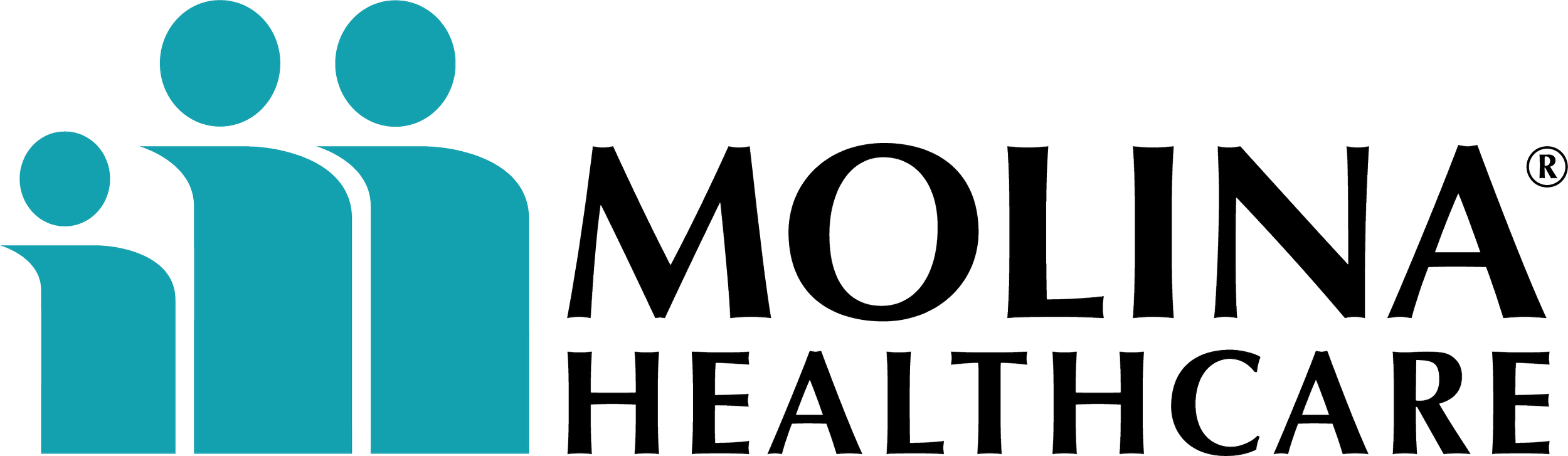 Molina Healthcare logo featuring three teal abstract human figures and the company name in black text