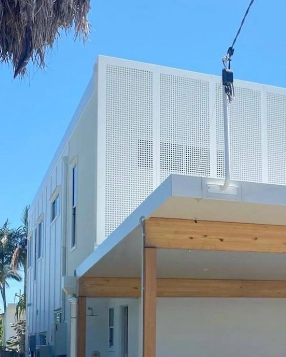 Perforated exterior facade screens. Architectural perforated screens. Privacy perforated screens. Outdoor perf screens