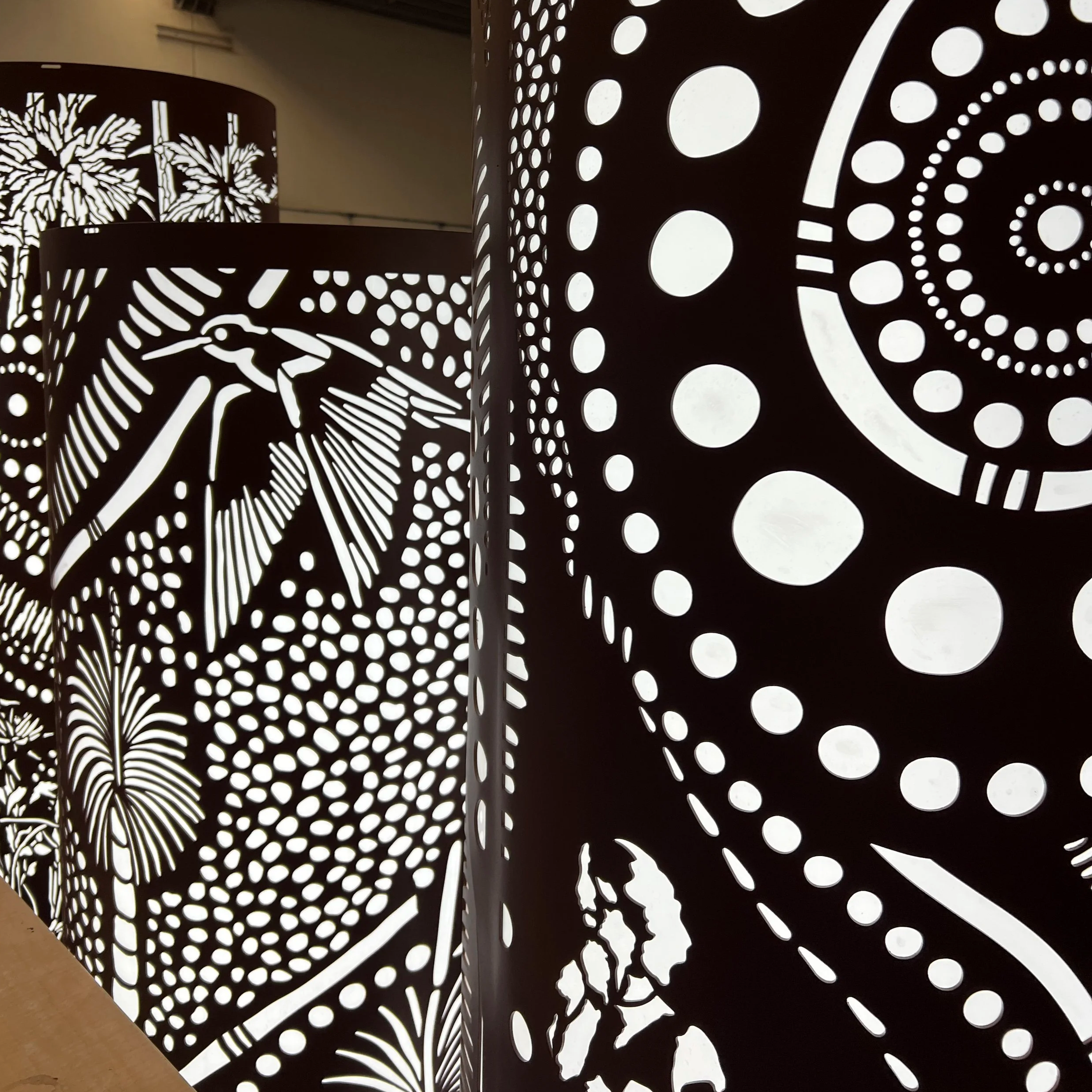 Urban Metal with Cre8tive Nations and First Nations artist Luke Mallie for the Brisbane City Council BCC project for Nundah Village.