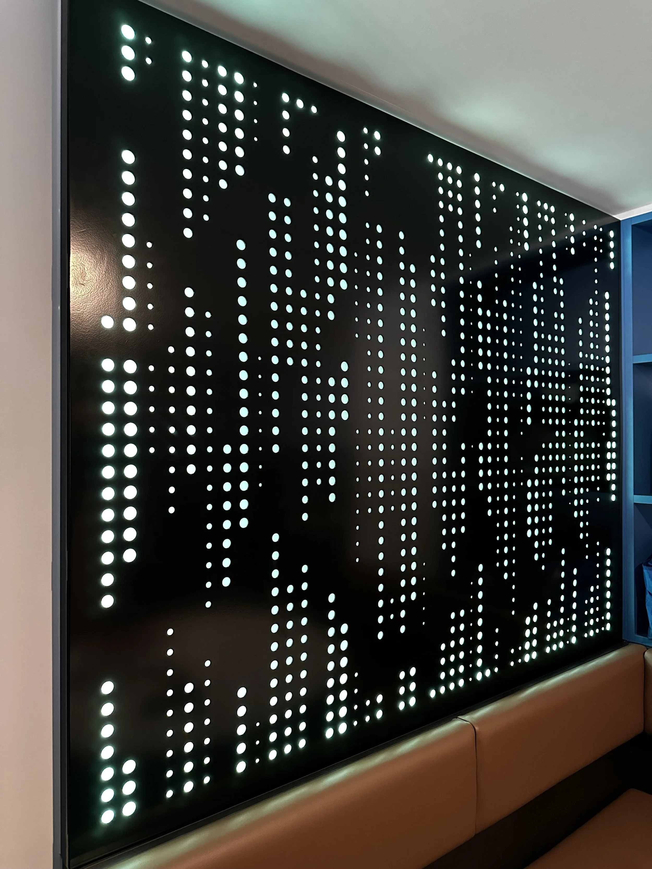 feature artwork screens for banquet seating. interior design. techno design contemporary interiors. Sydney harbour