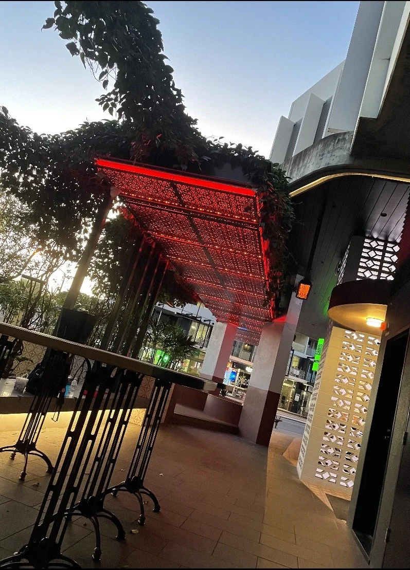 UNITA Commercial fit out ceiling panels back lit. LACE design