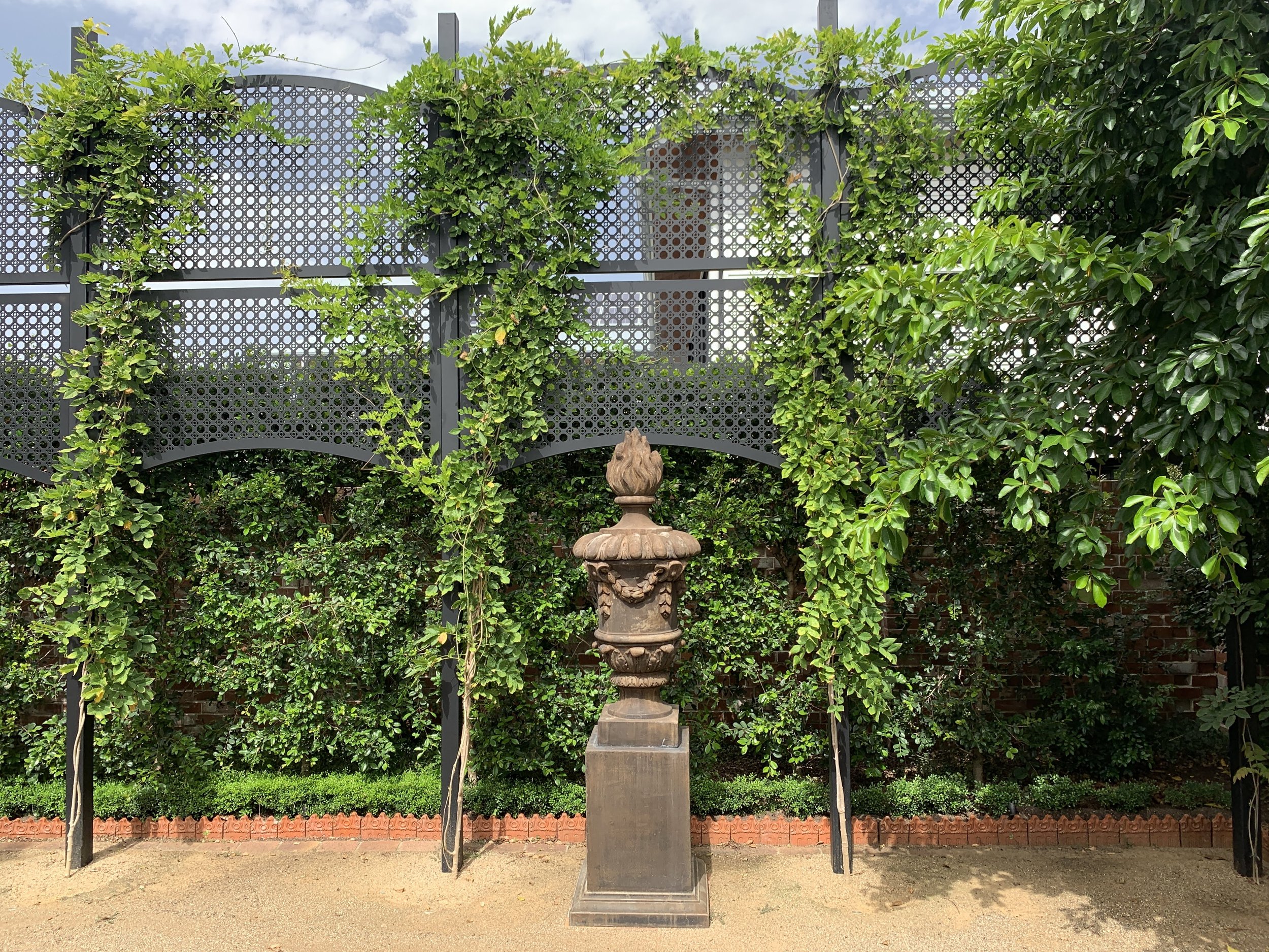 Custom designed privacy screening for heritage listed home in Ashgrove Brisbane. Heritage pattern inspired by the etched glass doorways in original homestead